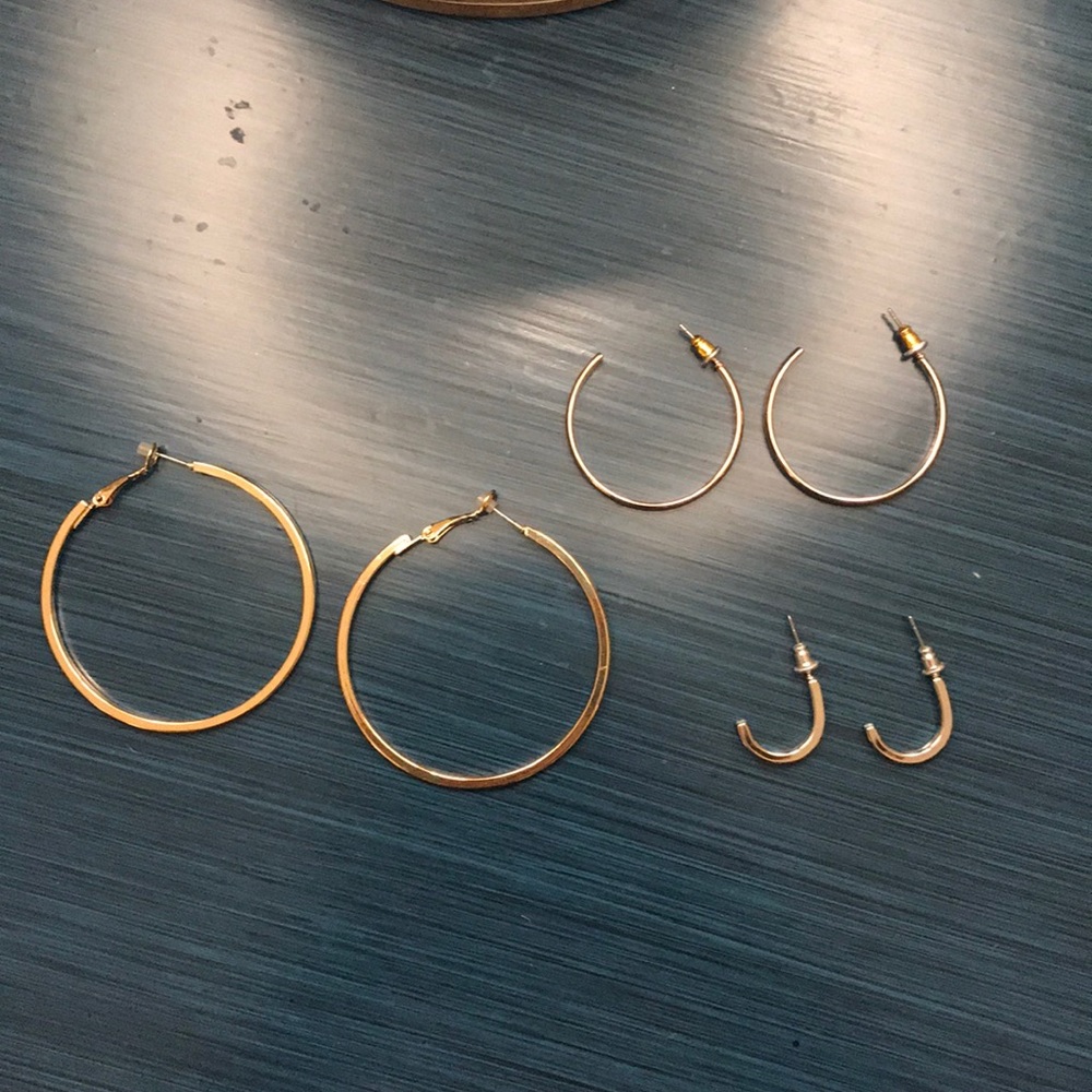 Gold, Rose Gold, and Silver Hoop Earrings